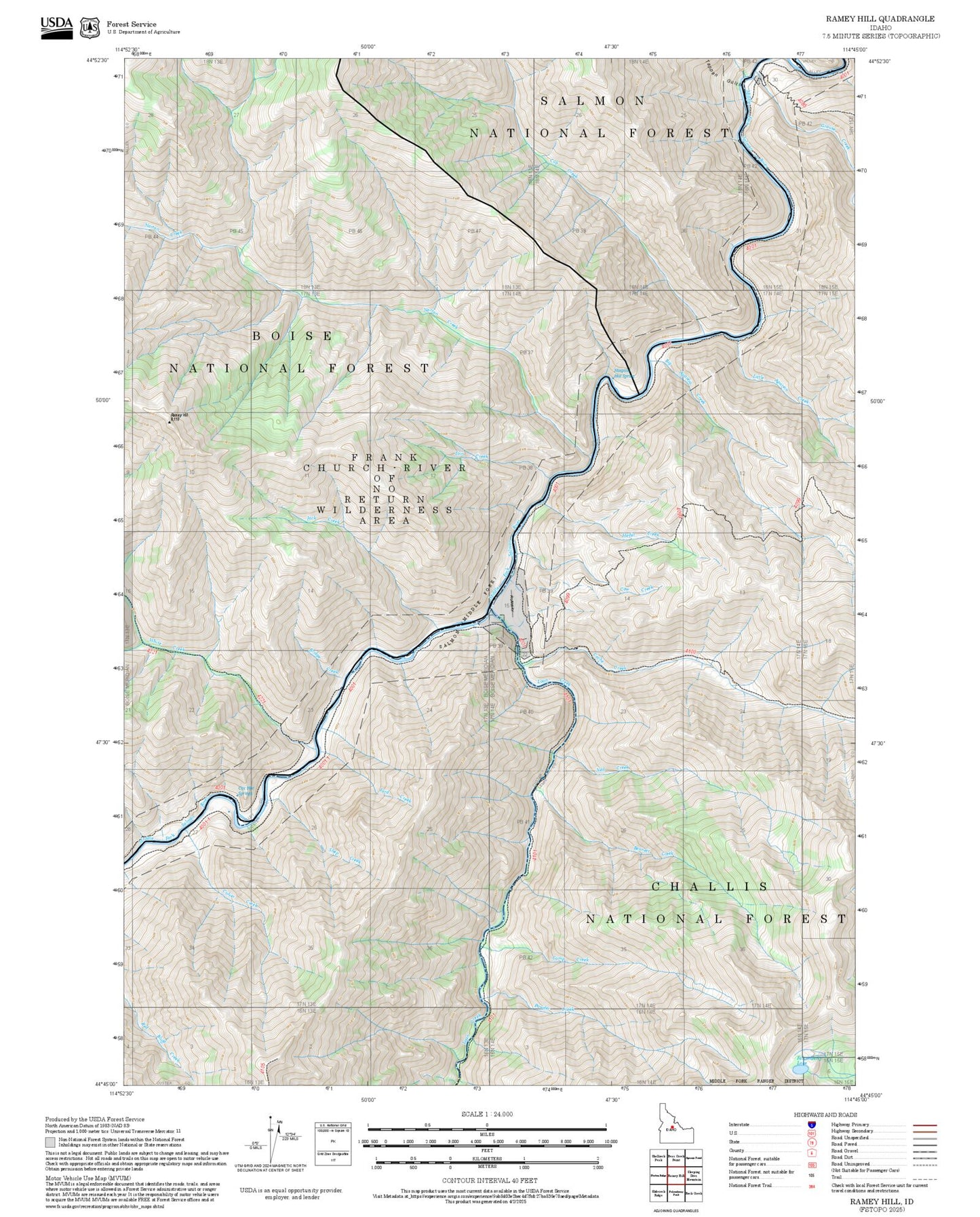 2025 Forest Service Topo Map of Ramey Hill Idaho