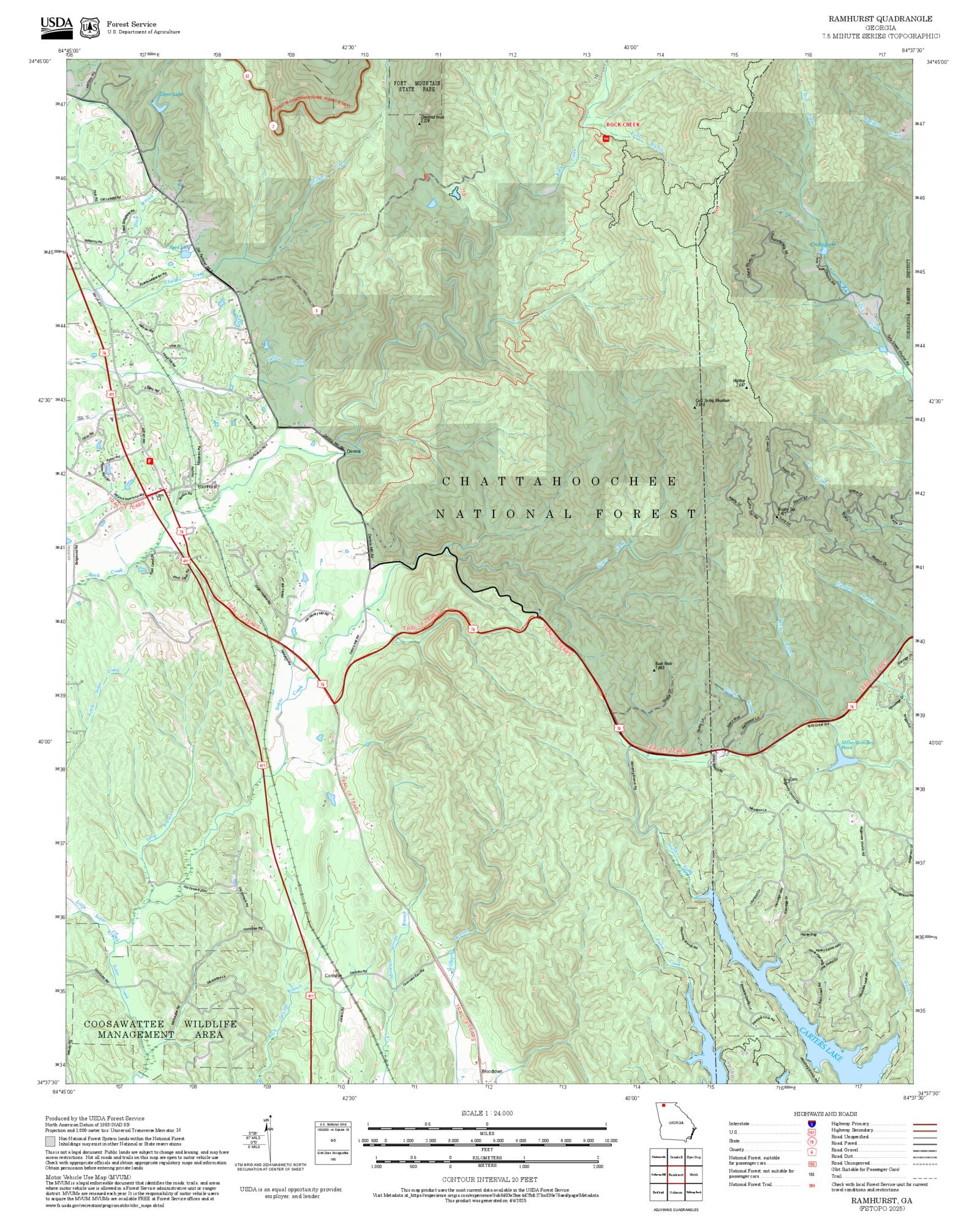 2025 Forest Service Topo Map of Ramhurst Georgia – MyTopo Map Store