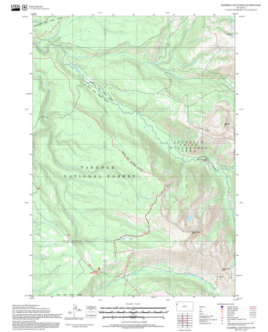 2025 Forest Service Topo Map of Rammell Mountain Wyoming