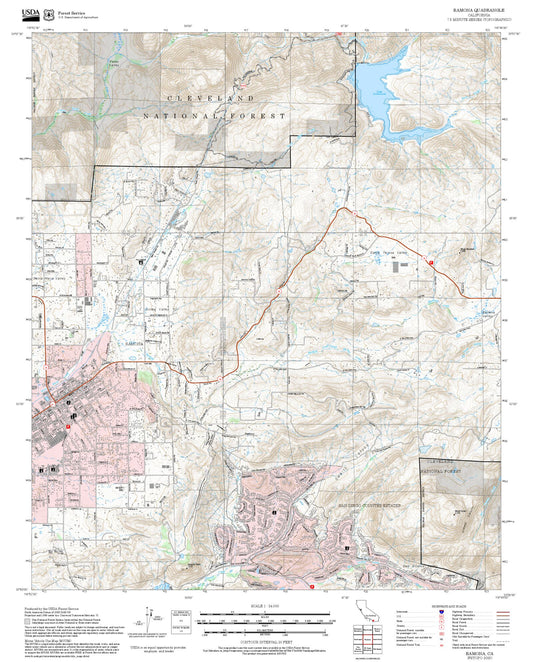2025 Forest Service Topo Map of Ramona California