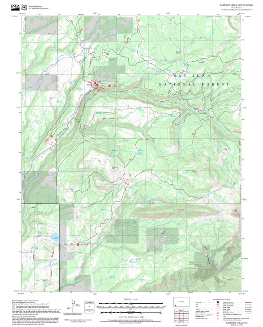 2025 Forest Service Topo Map of Rampart Hills Colorado