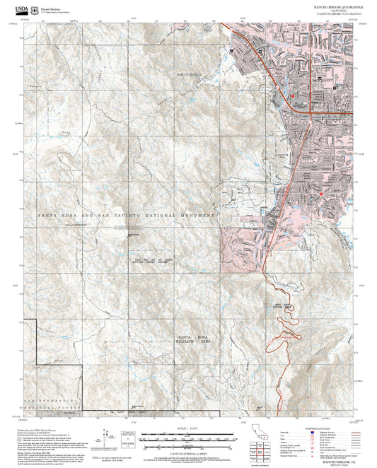 2025 Forest Service Topo Map of Rancho Mirage California