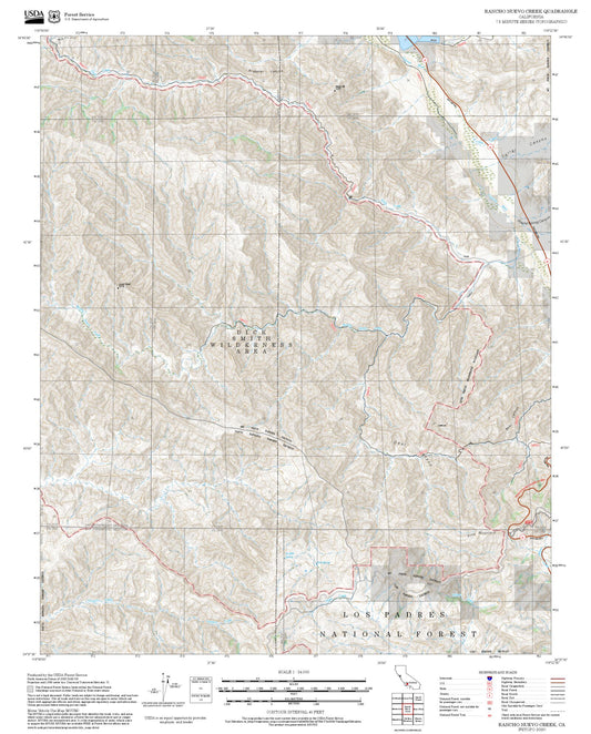 2025 Forest Service Topo Map of Rancho Nuevo Creek California