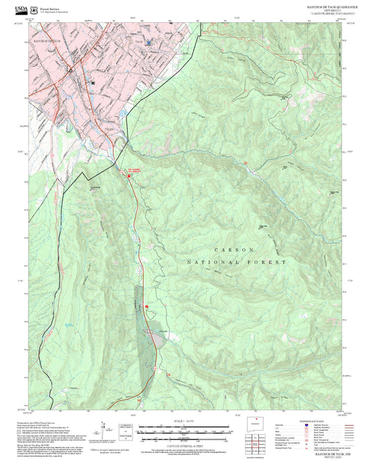 2025 Forest Service Topo Map of Ranchos De Taos New Mexico