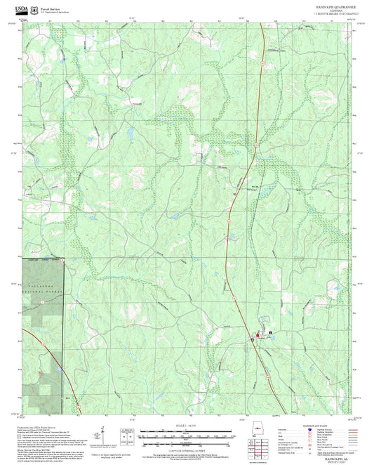 2025 Forest Service Topo Map of Randolph Alabama
