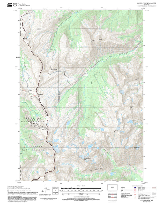 2025 Forest Service Topo Map of Ranger Peak Wyoming