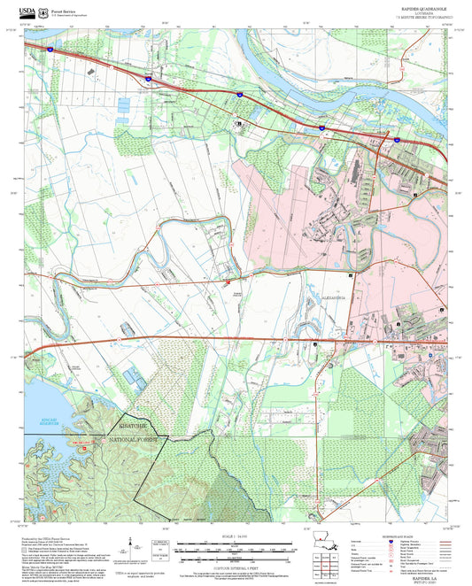 2025 Forest Service Topo Map of Rapides Louisiana