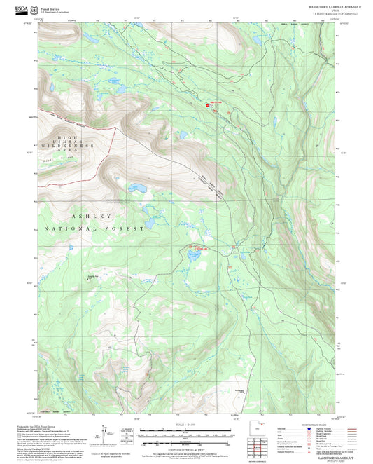 2025 Forest Service Topo Map of Rasmussen Lakes Utah