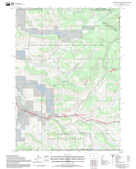 2025 Forest Service Topo Map of Raspberry Ridge Wyoming