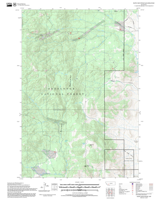 2025 Forest Service Topo Map of Ratio Mountain Montana