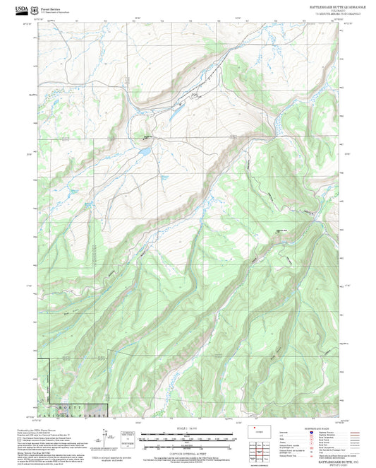 2025 Forest Service Topo Map of Rattlesnake Butte Colorado