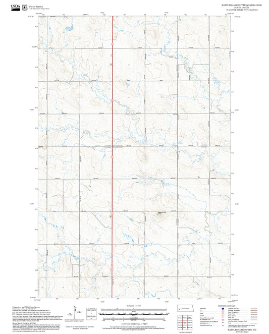 2025 Forest Service Topo Map of Rattlesnake Butte North Dakota