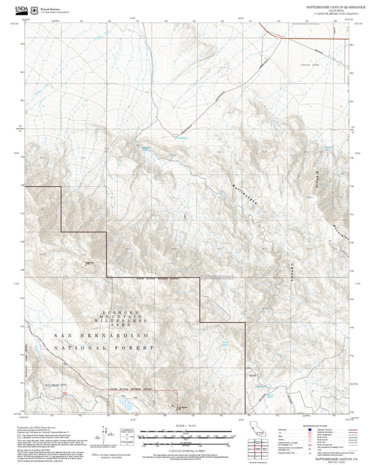 2025 Forest Service Topo Map of Rattlesnake Canyon California
