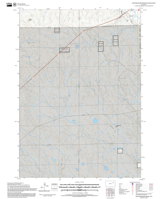 2025 Forest Service Topo Map of Rattlesnake Draw Wyoming