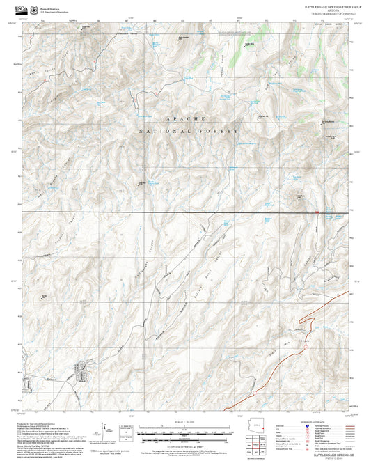 2025 Forest Service Topo Map of Rattlesnake Spring Arizona