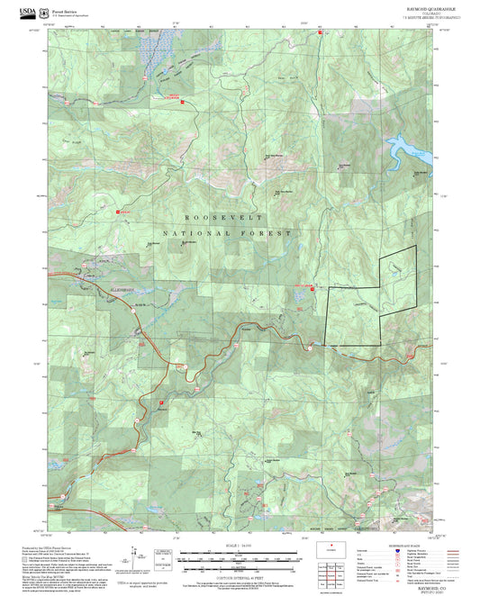 2025 Forest Service Topo Map of Raymond Colorado