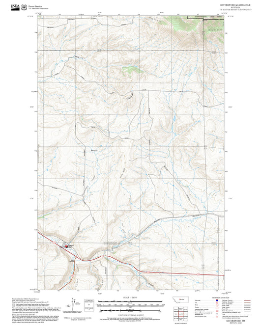 2025 Forest Service Topo Map of Raynesford Montana