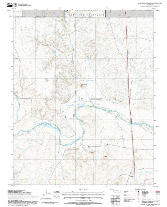 2025 Forest Service Topo Map of Razor Blade Mesa Oklahoma
