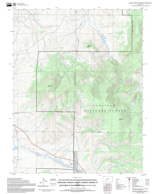 2025 Forest Service Topo Map of Razor Creek Dome Colorado
