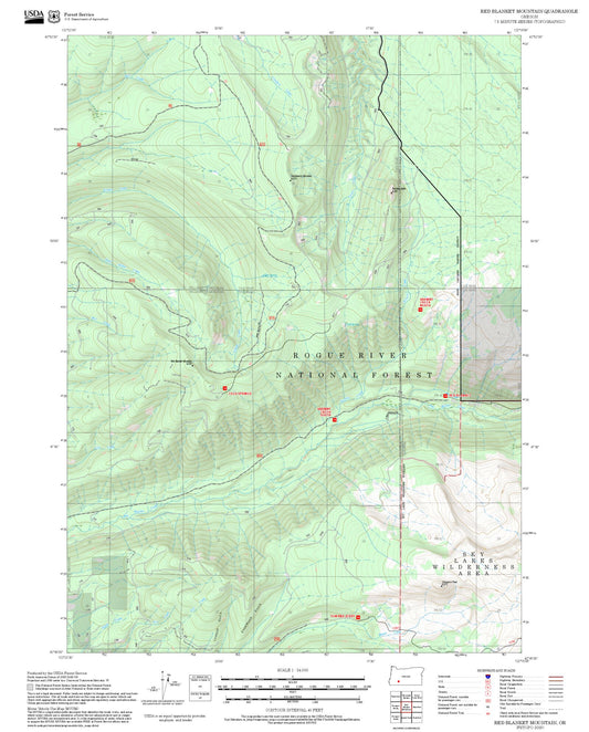 2025 Forest Service Topo Map of Red Blanket Mountain Oregon