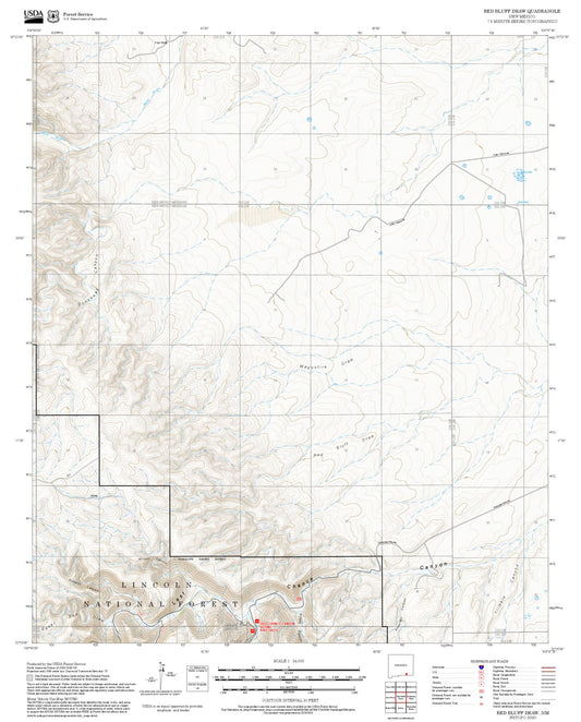 2025 Forest Service Topo Map of Red Bluff Draw New Mexico