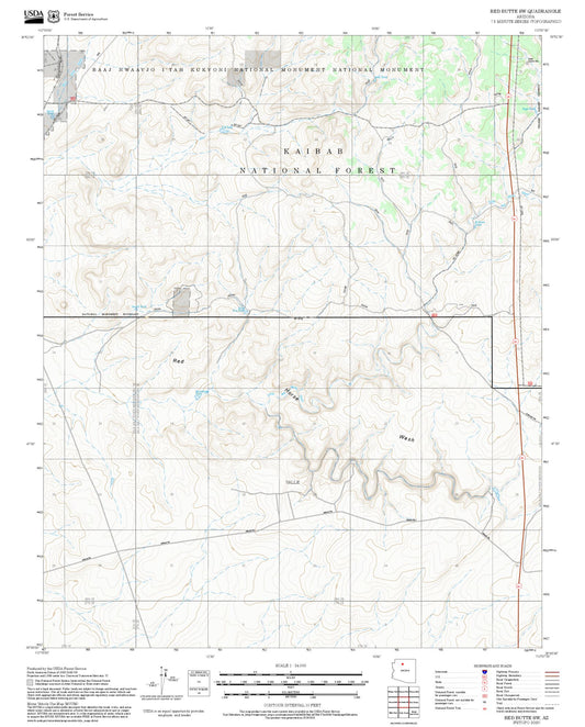 2025 Forest Service Topo Map of Red Butte SW Arizona