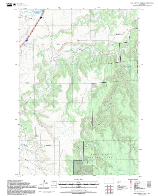 2025 Forest Service Topo Map of Red Canyon Creek Wyoming