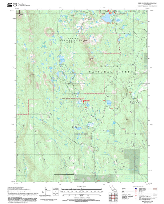 2025 Forest Service Topo Map of Red Cinder California