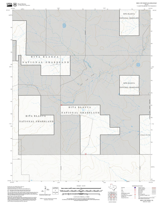 2025 Forest Service Topo Map of Red Cow Draw Texas