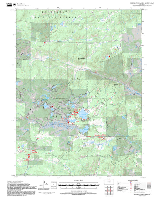 2025 Forest Service Topo Map of Red Feather Lakes Colorado