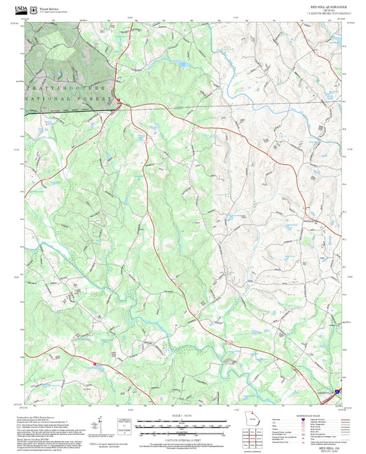 2025 Forest Service Topo Map of Red Hill Georgia