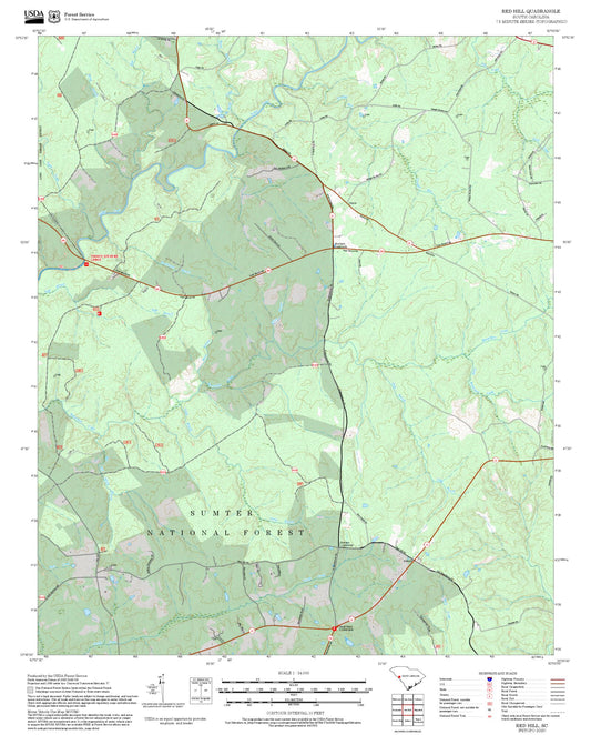 2025 Forest Service Topo Map of Red Hill South Carolina