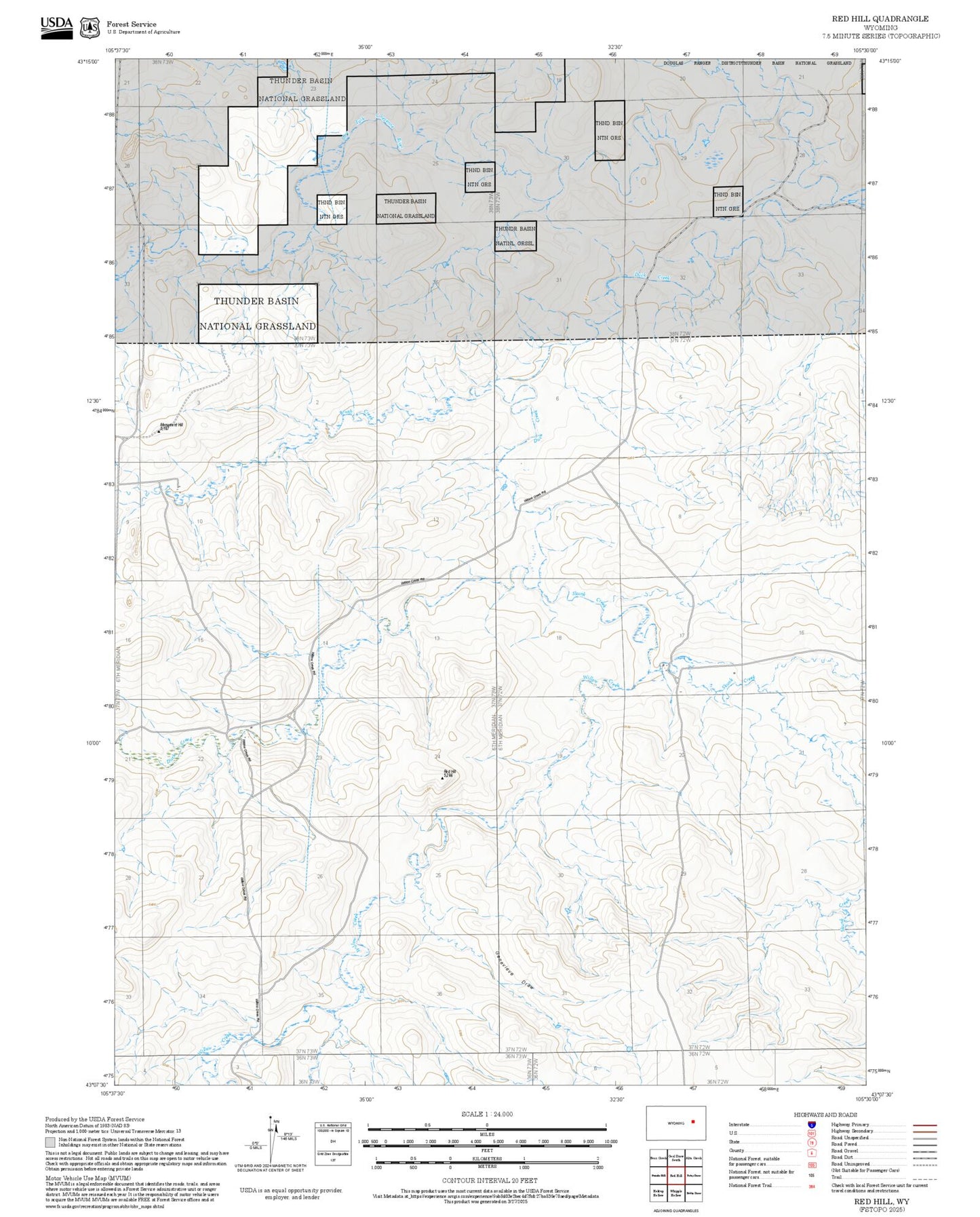 2025 Forest Service Topo Map of Red Hill Wyoming