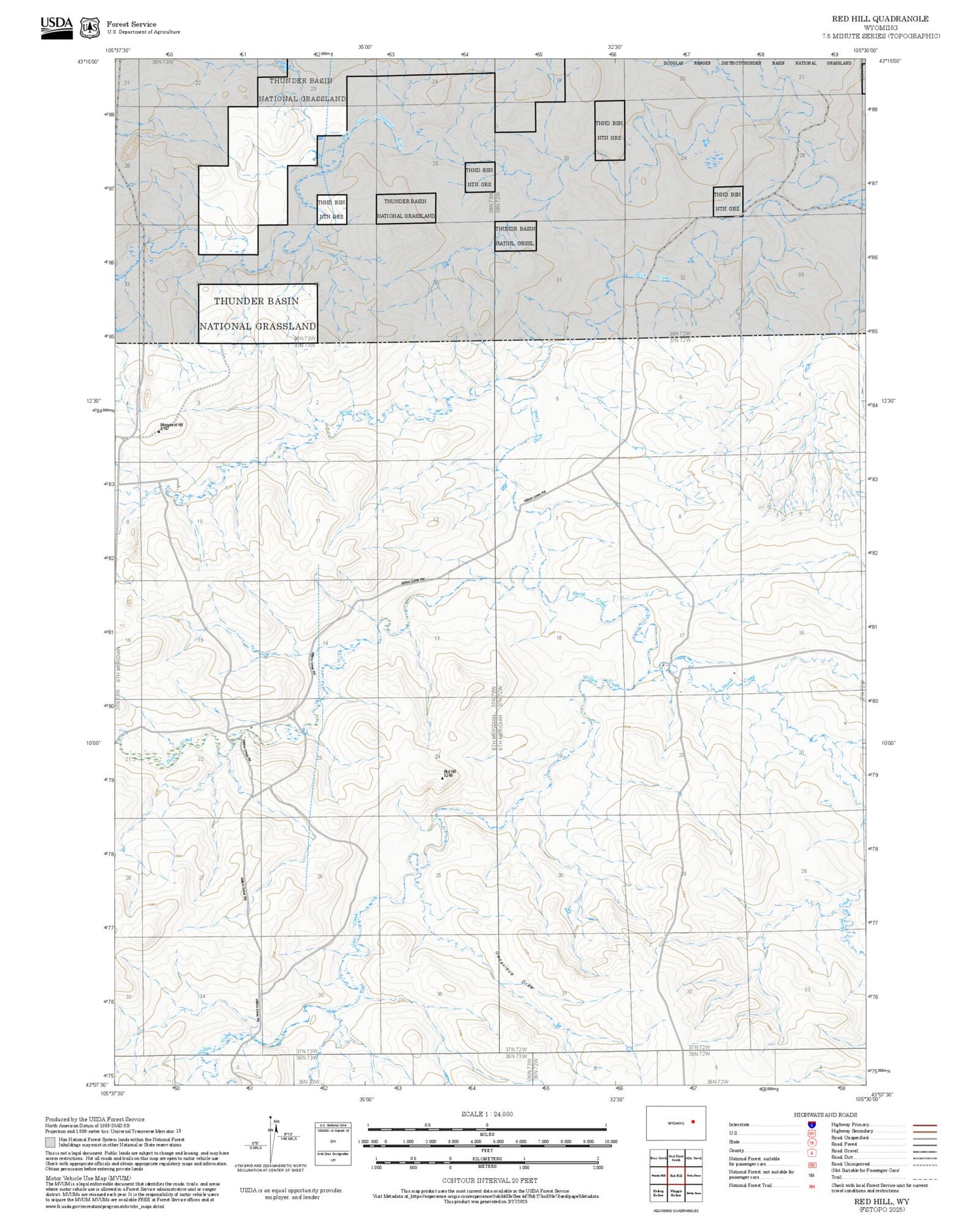 2025 Forest Service Topo Map of Red Hill Wyoming