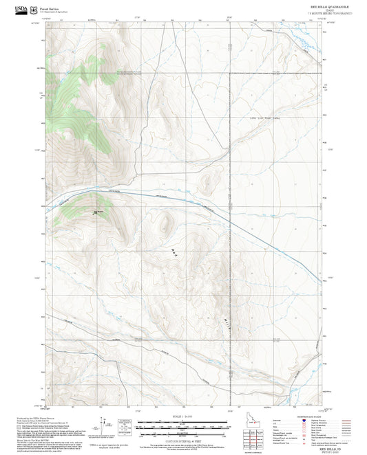 2025 Forest Service Topo Map of Red Hills Idaho
