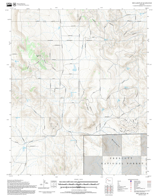 2025 Forest Service Topo Map of Red Lake Flat Arizona