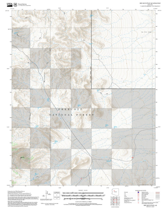 2025 Forest Service Topo Map of Red Mountain Arizona