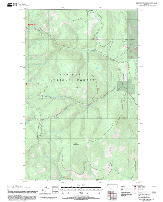 2025 Forest Service Topo Map of Red Mountain Montana