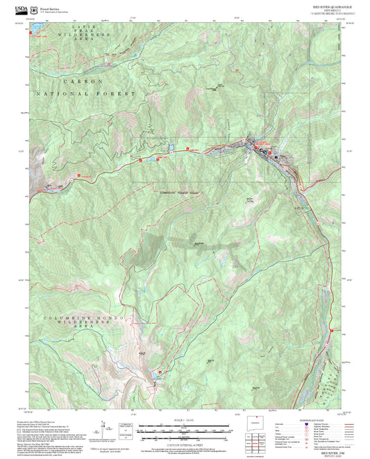 2025 Forest Service Topo Map of Red River New Mexico