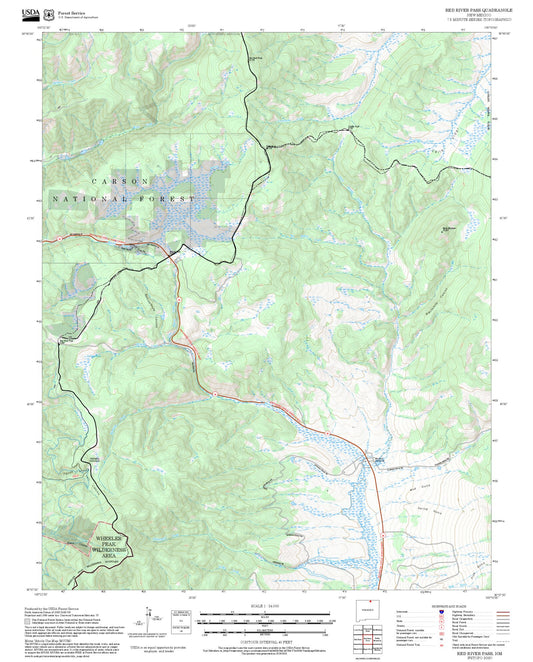2025 Forest Service Topo Map of Red River Pass New Mexico