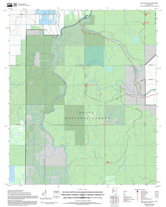 2025 Forest Service Topo Map of Red Rock Mississippi