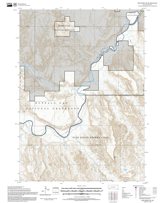 2025 Forest Service Topo Map of Red Shirt NE South Dakota