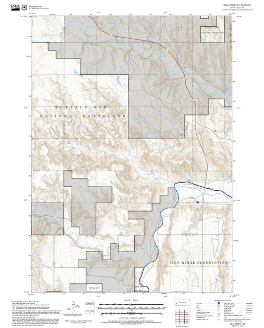 2025 Forest Service Topo Map of Red Shirt South Dakota