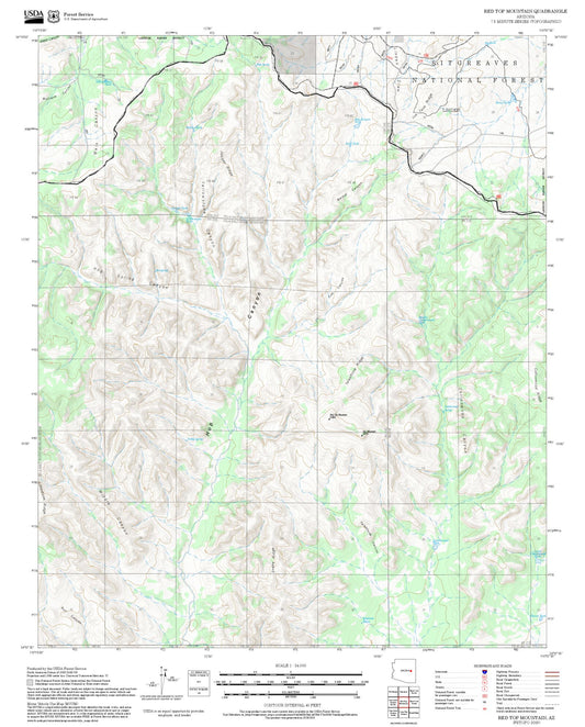 2025 Forest Service Topo Map of Red Top Mountain Arizona