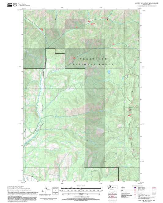 2025 Forest Service Topo Map of Red Top Mountain Washington