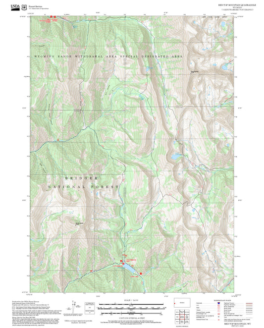 2025 Forest Service Topo Map of Red Top Mountain Wyoming