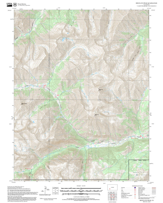 2025 Forest Service Topo Map of Redcloud Peak Colorado