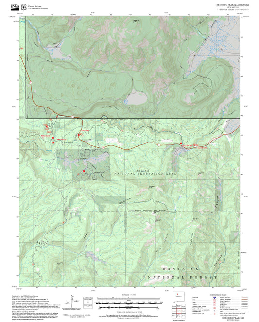 2025 Forest Service Topo Map of Redondo Peak New Mexico