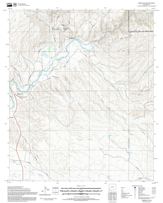 2025 Forest Service Topo Map of Redrock New Mexico