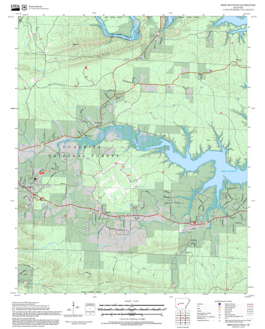 2025 Forest Service Topo Map of Reed Mountain Arkansas